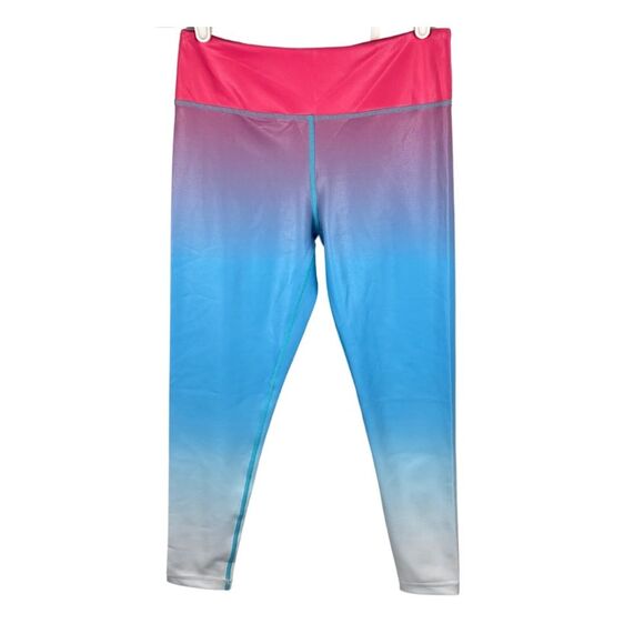 ZYIA Other - Zyia Active ombré girls leggings 10-11 pink blue white sheen dance gymnastics